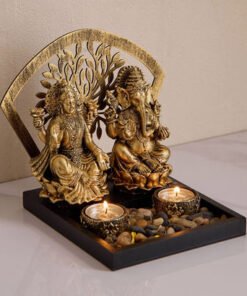 Divinity Glacier Polyresin Ganesh Laxmi Statue wit...