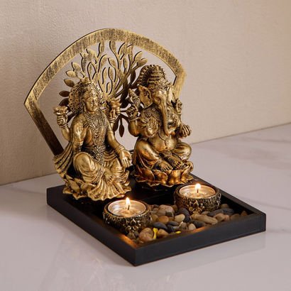 Divinity Glacier Polyresin Ganesh Laxmi Statue wit...
