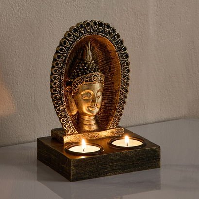 Divinity Glacier Polyresin Buddha Face with MDF Te...