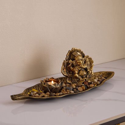 Divinity Glacier Polyresin Ganesha Statue with MDF...