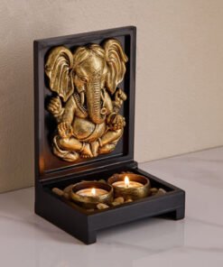 Divinity Glacier Polyresin Ganesha with MDF Wooden...