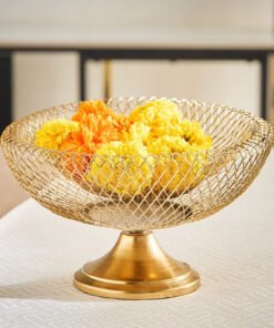 Kumudh Aurora Decorative Mesh Footed Bowl - 21x21x...