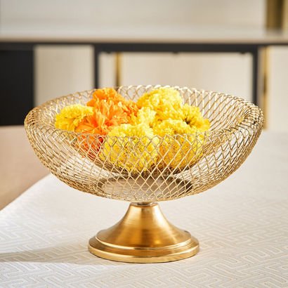 Kumudh Aurora Decorative Mesh Footed Bowl - 21x21x...