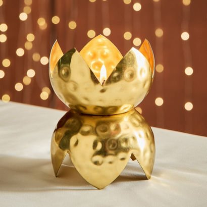 Kumudh Noore Decorative Hammered Candleholder - 10...