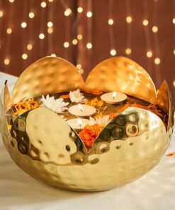 Kumudh Noore Decorative Hammered Urli - 24x24x13 c...