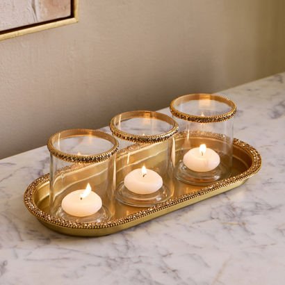 Iras Elara 3-Piece Decorative Tealight Candleholde...