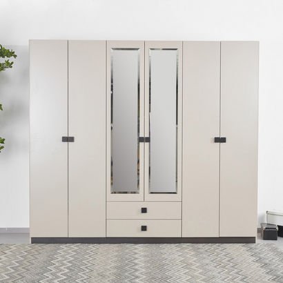 Orion Ray 6-Door Wardrobe with 2 Drawers and 2 Mir...