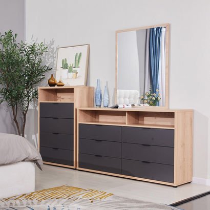 Orion 6-Drawer Chester with Open Shelf Dresser