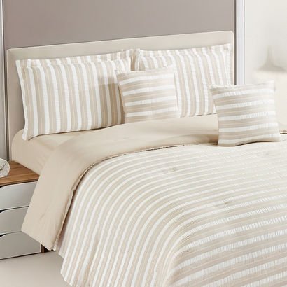 Braxton Waffle 5-Piece Stripe Jacquard King Comfor...