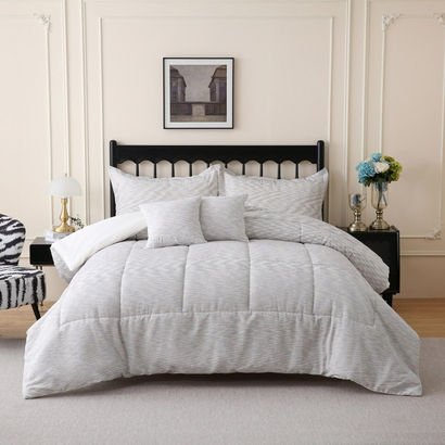 Braxton Space 5-Piece Dyed King Jacquard Comforter...