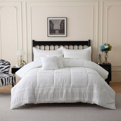 Braxton Waflle Ruffle 5-Piece King Comforter Set -...