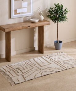 Azura Earthy Handmade Woven Cotton Jute Dhurrie - ...