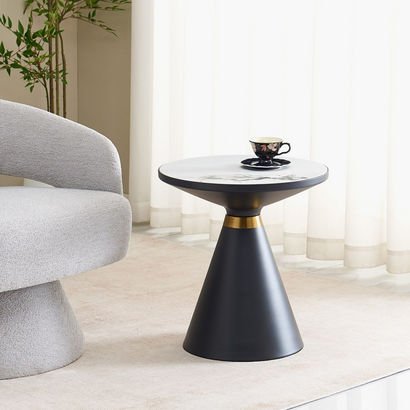 Movo Alba Sintered Stone Top Round End Table