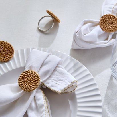 Woodlux 4-Piece Wooden Napkin Ring Set - 10x10 cm