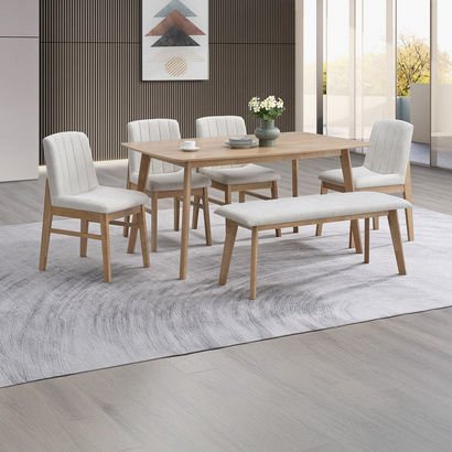 Movo Scandi 6-Seater Dining Set with Bench