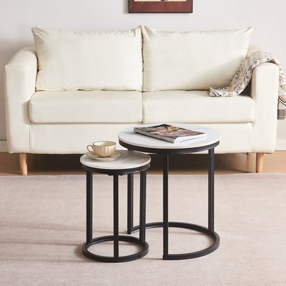 Roma Sintered Stone Nest of Tables - Set of 2