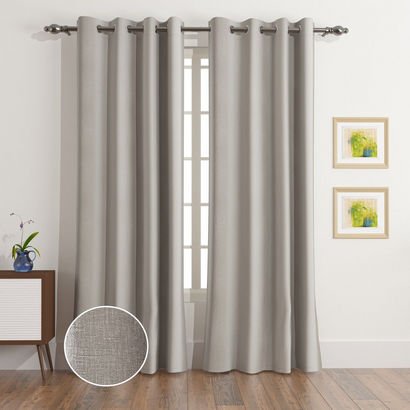 Matrix 2-Piece Slub Jacquard Blackout Curtain Set ...