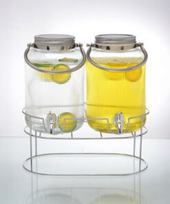 Neo Dual Glass Dispenser with Metal Handle and Sta...