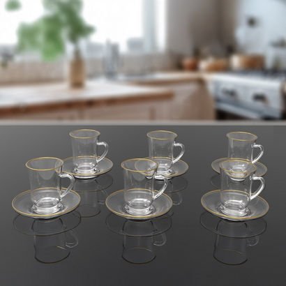 Neo 12-Piece Glass Tea Cup and Saucer Set