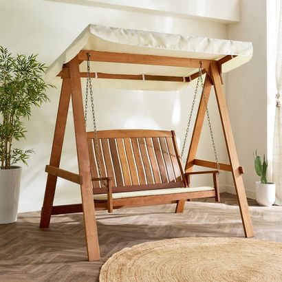 Vera Bahama 3-Seater Solid Wood Swing with Cushion