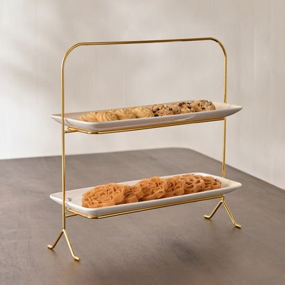 Sahra Rectangular 2-Tier Cake Stand - 40 cm