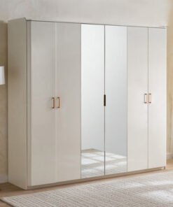 Umbria 6-Door Wardrobe with Drawer and High Gloss ...
