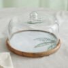 Palm Leaf Wooden Cake Dome - 32x32x18 cm