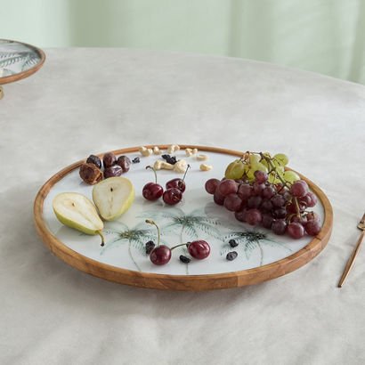 Palm Leaf Wooden Lazy Susan - 39 cm