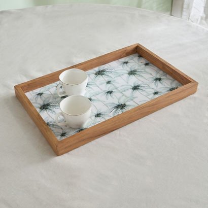 Palm Leaf Wooden Tray - 45x30x5 cm