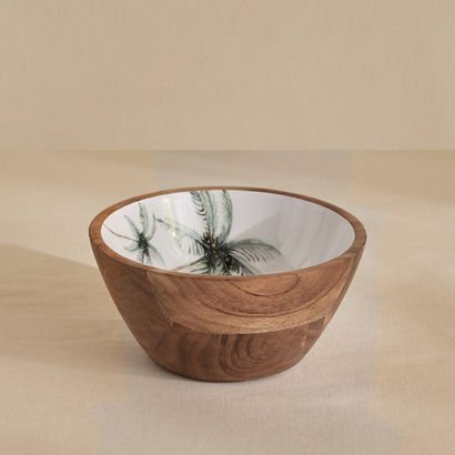 Palm Leaf Wooden Serving Bowl - 17x17x8 cm