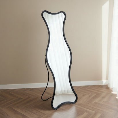 Aayra Luxe Metal Wavy Stand Mirror - 58.5x41x180 c...
