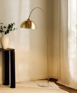 Zimmer Arc Floor Lamp with Metal Shade and Pole - ...