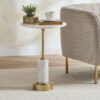 Cavon Melda Geniune Marble Top Accent Table