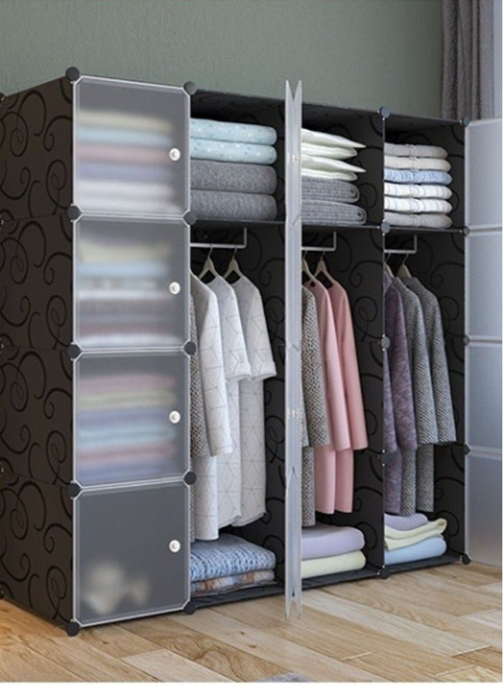 16 Cube Furniture Detachable Plastic Wardrobe Assembly Locker Clothes Cabinet Wardrobe Closets Bedroom Storage