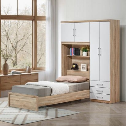 Movo Alford Cabin Single Bed with Wall Cabinet - 9...