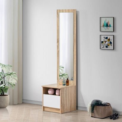 Movo Alford 1-Drawer Dressing Table with Mirror an...