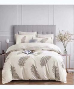 GOLDEN HOME 6-Piece Striped Printed King Size Cotton Duvet Cover Set Includes 1xFitted Bedsheet 200x200+30cm, 1xDuvet Cover 220x240 cm, 2xPillowcase 55x80cm, 2xCushion Case 45x70cm