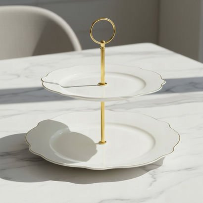 Ivory 2-Tier Cake Stand - 27 cm + 21 cm