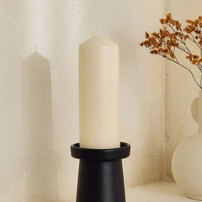Luna Unscented Pillar Candle - 100 h