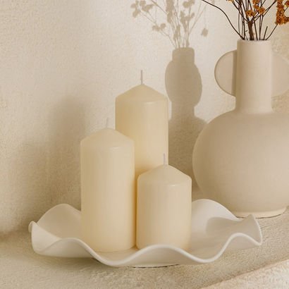 Luna 3-Piece Unscented Pillar Candle Set