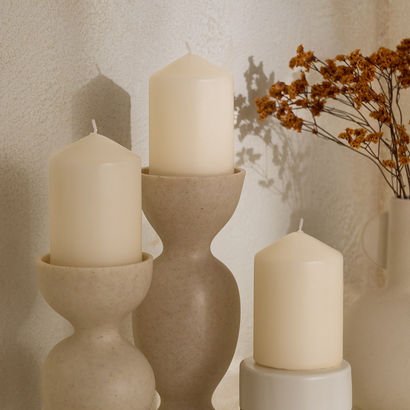 Luna 3-Piece Unscented Pillar Candle Set