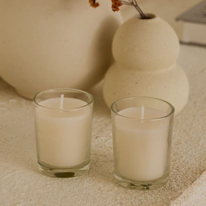 Luna 2-Piece Unscented Votive Glass Jar Candle Set...