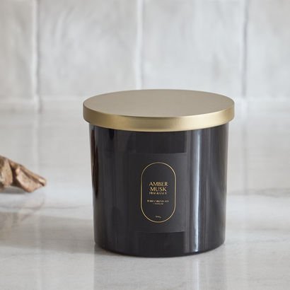 Rabia Midnight Amber Musk Scented Jar Candle with ...