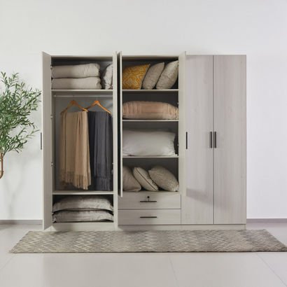 Movo Bellagio 6-Door Wardrobe with 2 Drawers and M...
