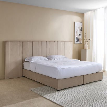 Angelic Linear Velvet Extended Headboard Upholster...