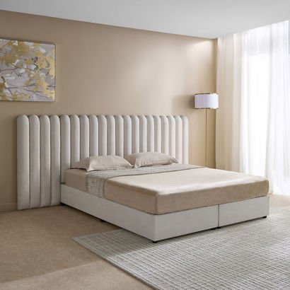 Curvy Brooks Extended Headboard King Upholstered B...