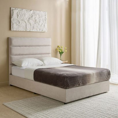Curvy Linear Upholstered Queen Bed - 140x200 cm