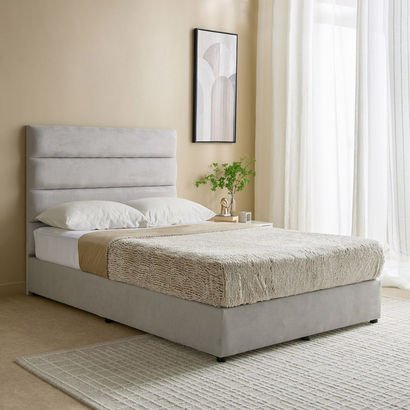 Curvy Linear Upholstered Queen Bed - 140x200 cm