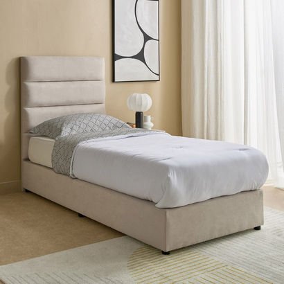 Curvy Linear Upholstered Single Bed - 90x200 cm