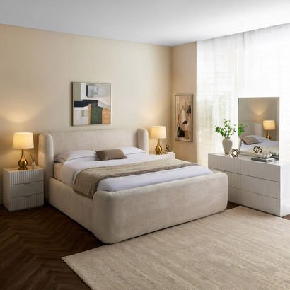 Arctic 5-Piece Sintered Stone King Bedroom Set - 1...